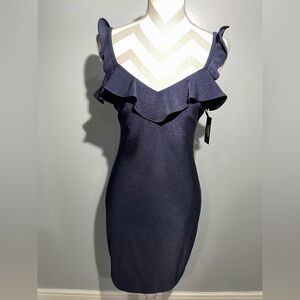 Guess Elegant Navy Ruffle Dress